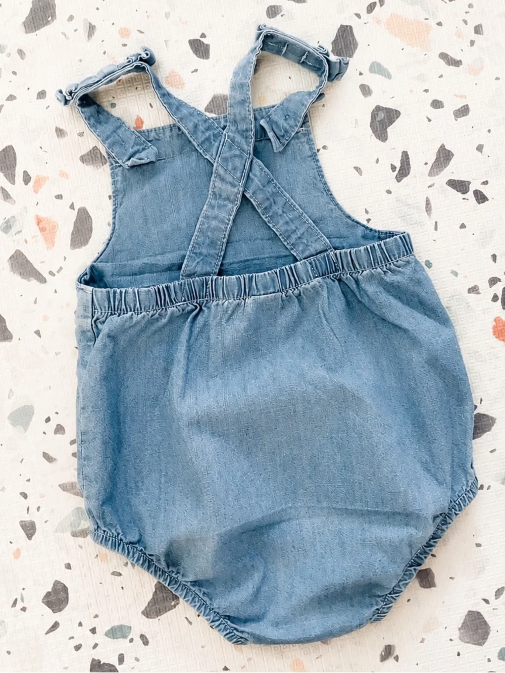 Carter’s Embroidered Floral Denim Baby Romper - 18 Months